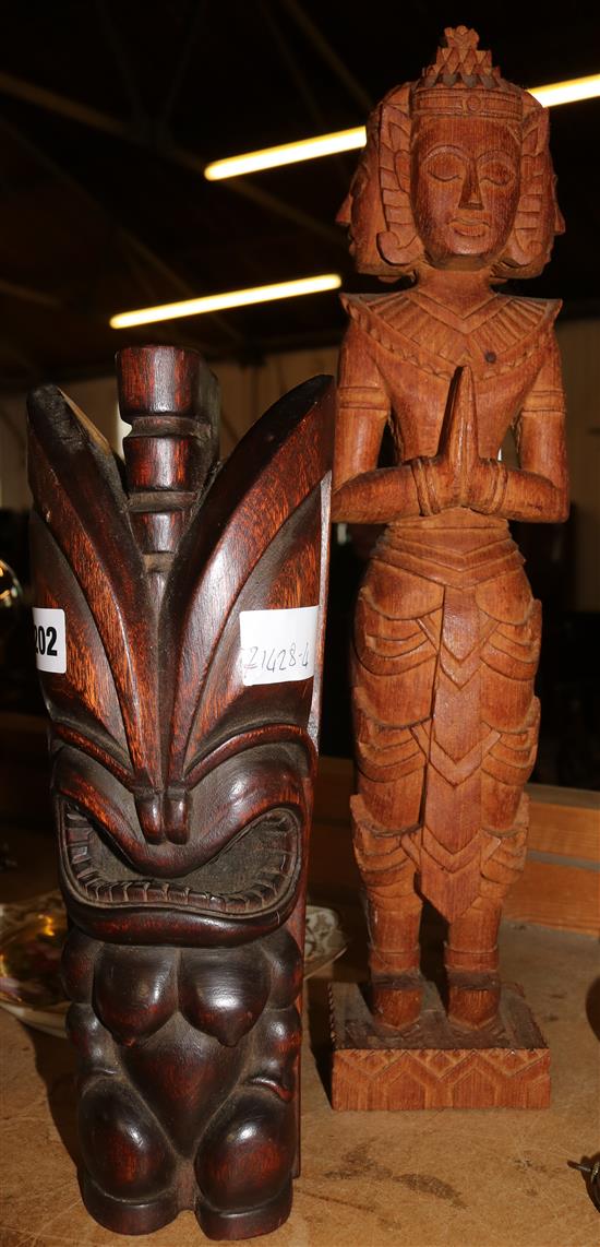 A Balinese carving and a North American carving